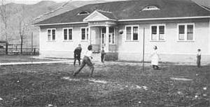 Boys Playing in Front of Echo Canyon School